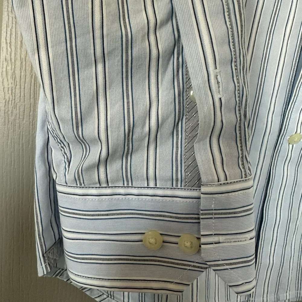 Banana Republic Classic Fit Blue White Stripe Dress Shirt Large